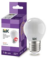 Лампа светодиодная G45 шар матовая 7Вт 230В 4000К E27 серия 360° | код LLF-G45-7-230-40-E27-FR | IEK